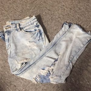 Super distressed cropped skinny boyfriend jeans